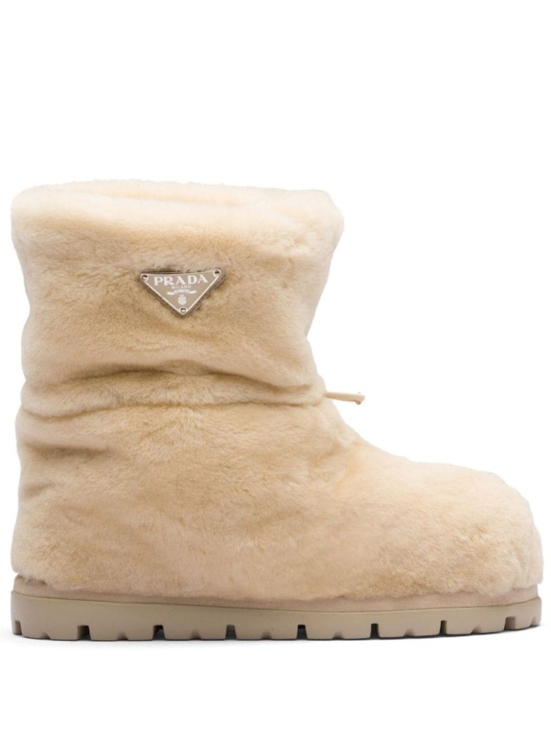 triangle-logo shearling boots